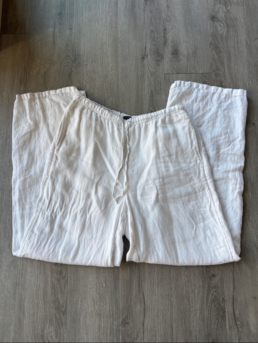 J. Crew Soleil White Linen-Blend Drawstring Relaxed Pants